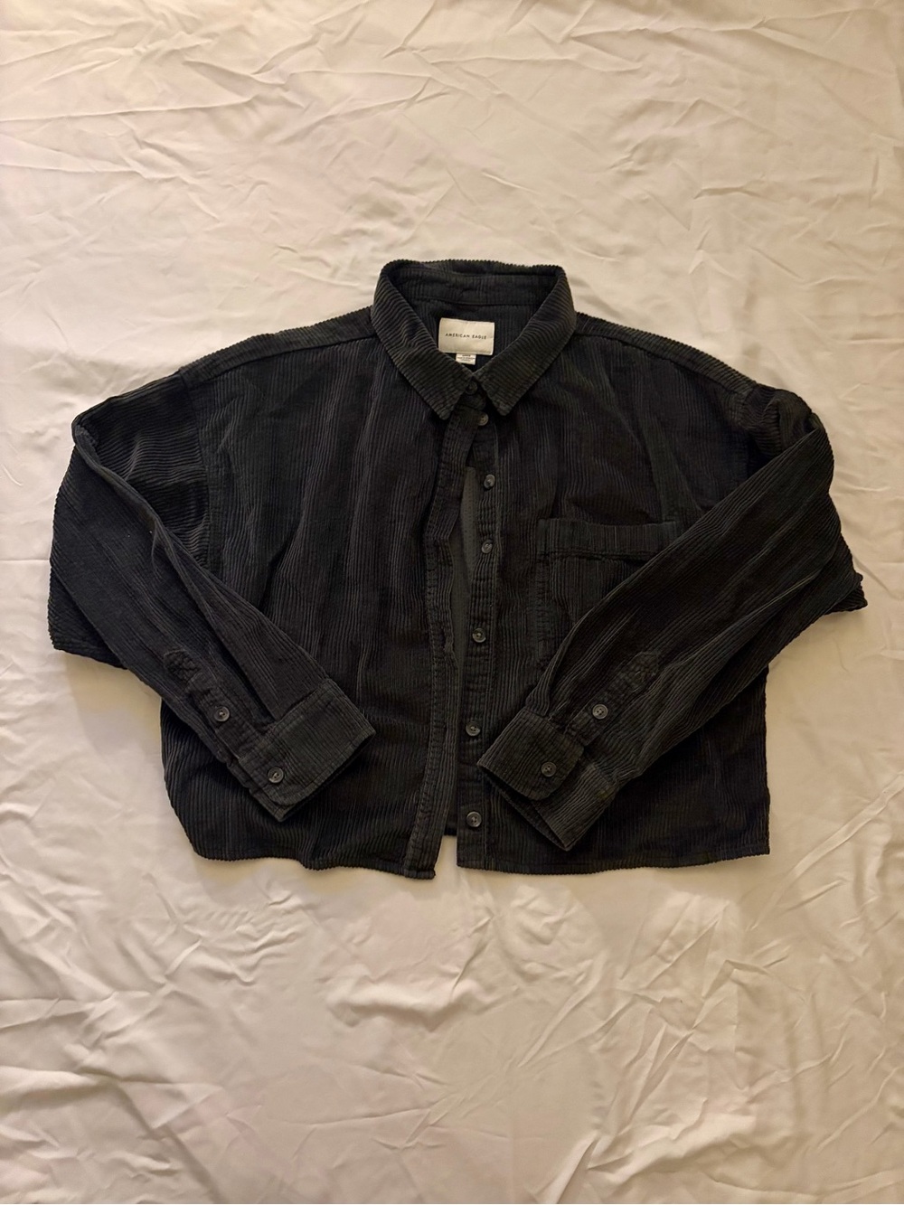 American Eagle Outfitters Black Corduroy Button-Down
